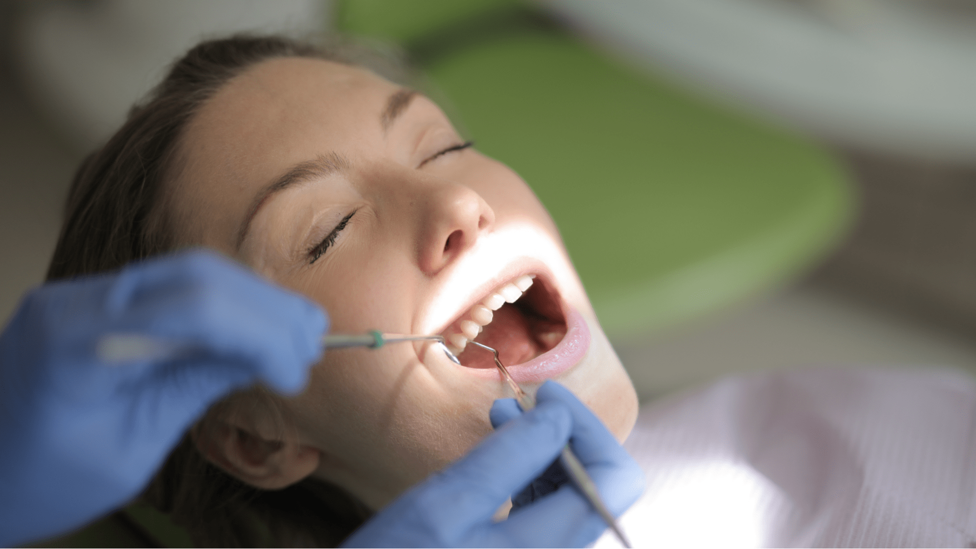 Young woman on a dental exam